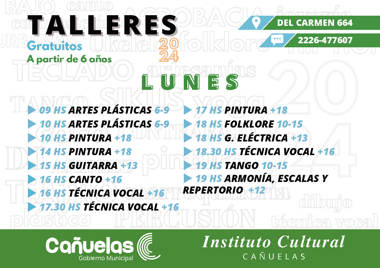 Abrió la inscripción para los talleres gratuitos del Instituto Cultural Cañuelas.