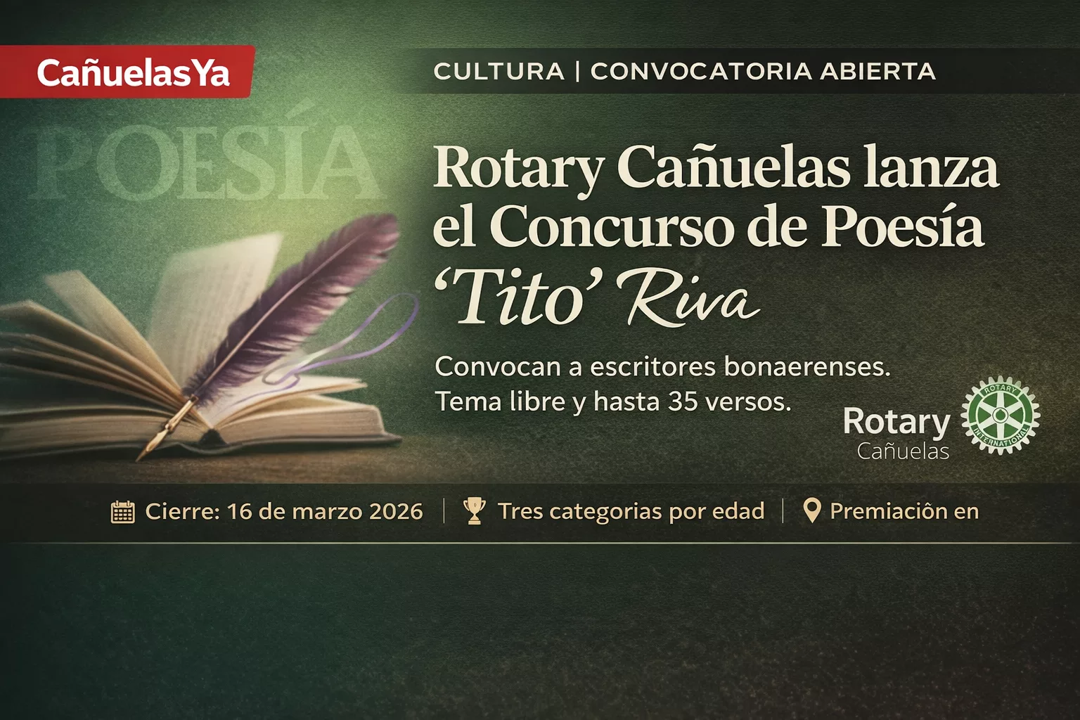 Rotary Cañuelas lanza un concurso de poesía en homenaje a “Tito” Riva y convoca a escritores de toda la Provincia