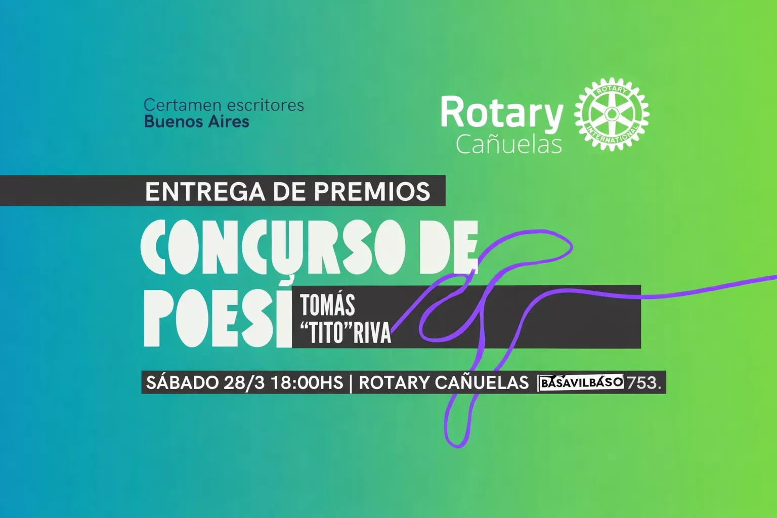 Cañuelas: Rotary realiza la entrega de premios del 1° Concurso Literario “Tomás ‘Tito’ Rivas”. Cañuelas: Rotary realiza la entrega de premios del 1° Concurso Literario “Tomás ‘Tito’ Rivas”.