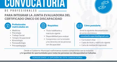 Cañuelas convoca a profesionales para integrar la Junta Evaluadora del Certificado Único de Discapacidad