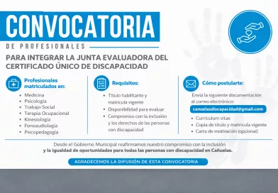 Cañuelas convoca a profesionales para integrar la Junta Evaluadora del Certificado Único de Discapacidad