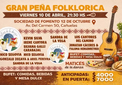 Peña folklórica con música, danza y arte en vivo este viernes en la Sociedad de Fomento 12 de Octubre