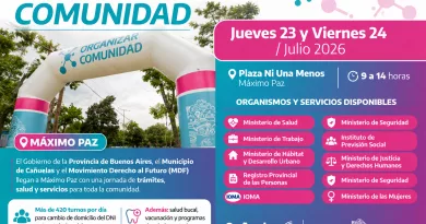 Organizar Comunidad llega a Máximo Paz con operativos, trámites y servicios gratuitos